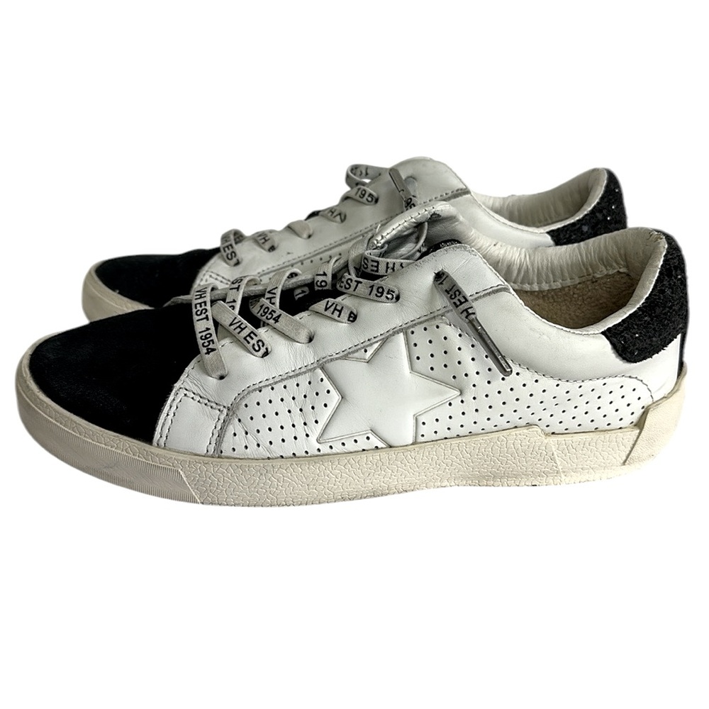 Vintage Havana White Star Black Suede Toe Sequin Heel Rollin 3 Sneakers Size 8.5